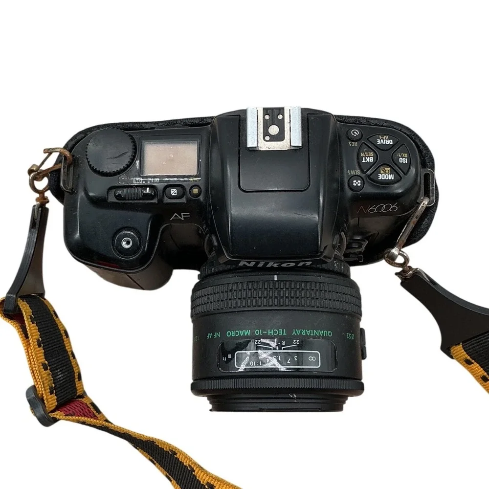 Nikon N6006 AF 35mm SLR Film‎ Camera Quantaray 90mm f2.8 Macro Lens Kodak Strap